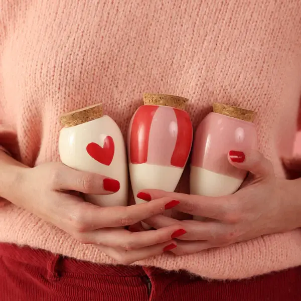 Pépin - Mini Olla Coeur - Rose - Rayé  (x3) - image